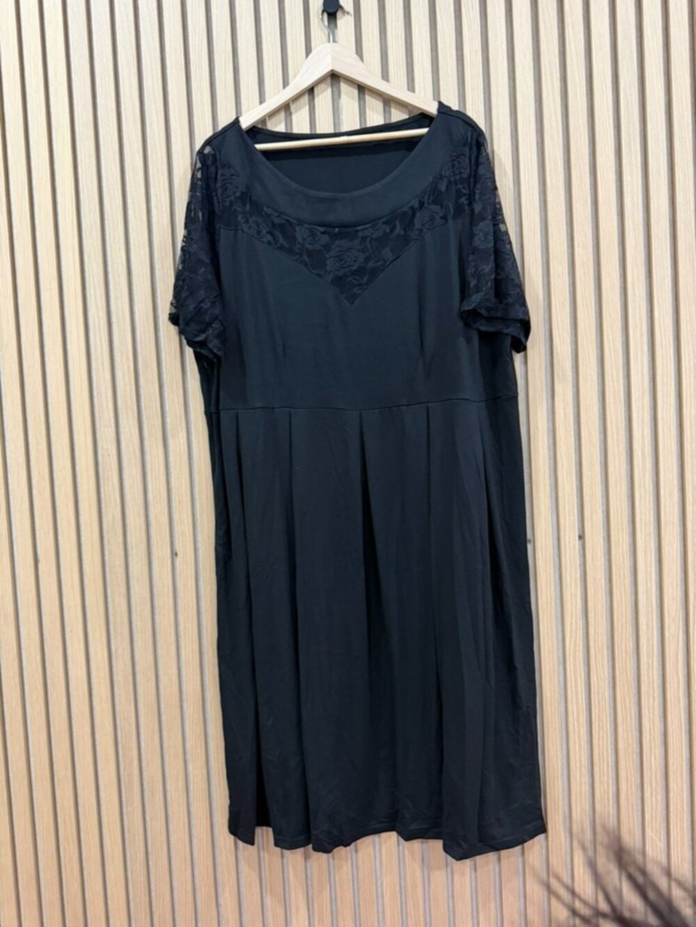 Black Lace Sleeve Midi Dress